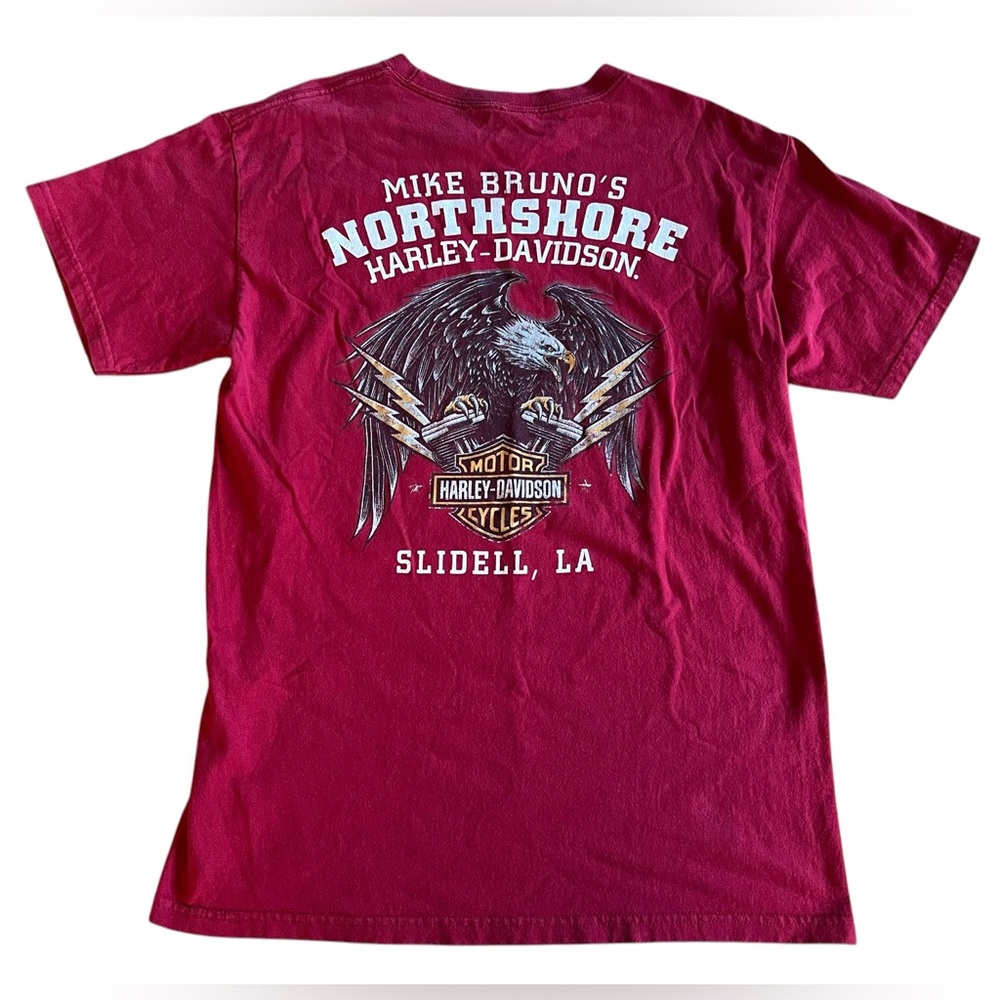 HARLEY-DAVIDSON Red Eagle T-Shirt MIKE BRUNO'S NORTHSHORE SLIDELL, LA Moto Sz L